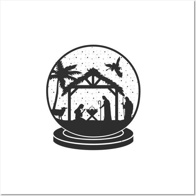 Nativity Scene Christmas Balls Wall Art by BadrooGraphics Store